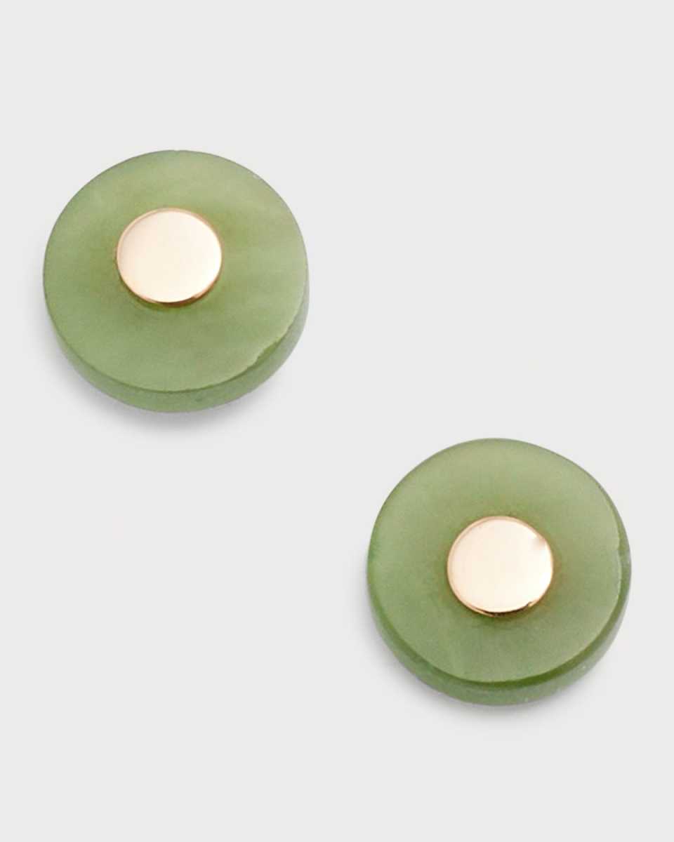 Donut Jade Rose Gold Stud Earrings